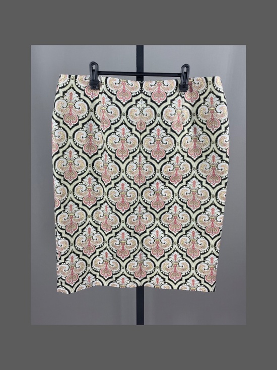 NEW Talbots Skirt Womens 12 black pink gold floral pencil filigree - Picture 5 of 7